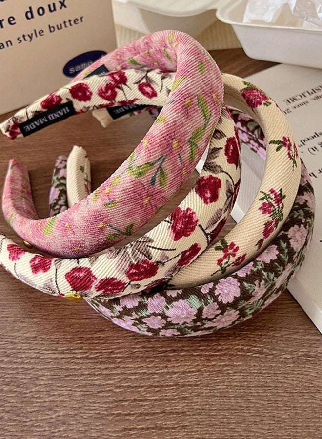 AIBFRID 4-Pack Trendy Vintage Floral Headbands for Women, Wide Soft Padded Boho Hair Bands, Retro Style Hair Accessories for Women & Girls, Ideal Gift - Image 2